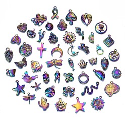 Rainbow Color Подвески из сплава цвета радуги, без кадмия, без никеля и без свинца, разнообразные, 13~31x6.5~21.5x2~5 мм, отверстие : 1.2~2.5 мм, о 50 шт / комплект