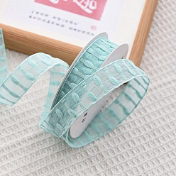 Pale Turquoise 9M Polyester Organza Striped Ribbons, Garment Accessories, Gift Packaging, Pale Turquoise, 1 inch(25mm), about 9.84 Yards(9m)/Roll