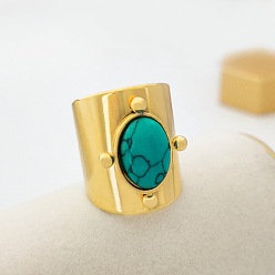 Синтетическая Бирюза 204 нержавеющая сталь с синтетическими бирюзовыми манжетными кольцами, золотые, 25 мм, внутренний диаметр: 18 мм