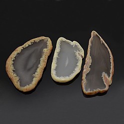 Old Lace Natural Agate Slices Big Pendants, Dyed, Old Lace, 50~110x27~60x5~10mm, Hole: 2mm, about 20~40pcs/kg