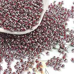 (123L) Белый крем непрозрачный блеск Внутри цвета стеклянные бусины, с половиным покрытием серебряным, круглые, огнеупорный кирпич, 3.5x2.5 мм, отверстие : 1 мм, Около 11250 шт / фунт