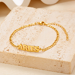 Весы 12 созвездия 304 браслеты из нержавеющей стали, браслеты figaro chains для женщин, золотые, Весы, 6-3/4 дюйм (17 см)