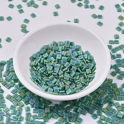 (TL146FR) Matte Transparent Green AB MIYUKI TILA Beads, Japanese Seed Beads, 2-Hole, (TL146FR) Matte Transparent Green AB, 5x5x1.9mm, Hole: 0.8mm, about 1180pcs/100g