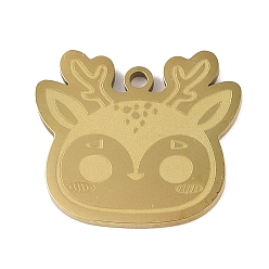 Golden 201 Stainless Steel Pendants, Deer Charm, Golden, 20.5x23x1.5mm, Hole: 1mm