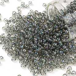(176) Transparent AB Black Diamond Тохо 8/0 круглые бусины, японский бисер, (176) прозрачный ab черный алмаз, 3 мм, отверстие : 1 мм, Около 222 шт / 10 г