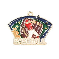 Baseball Подвески из спортивного сплава с эмалью, золотые, бейсбол, 24x31.5x1.5 мм, отверстие : 1.8 мм