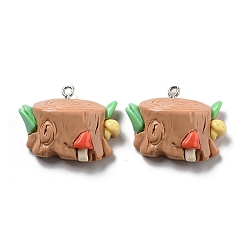 Дерево Подвески из непрозрачной смолы на весеннюю тематику, прелести растений, дерево, 23x29x9.5 мм, отверстие : 2 мм