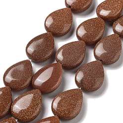 Камень с Пылевым Золотом Синтетические голдстоуновские бисер пряди, квартира слеза, 17.5~18x13~13.5x6 мм, отверстие : 1.2~1.4 мм, около 11 шт / нитка, 7.56'' (19.2 см)