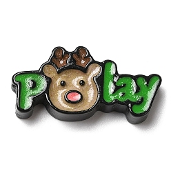 Зеленый Кабошоны из непрозрачной рождественской смолы, игра слов с оленями, зелёные, 14x29x5 мм