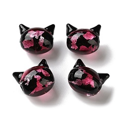 Красный Handmade стеклянные бусины фольги, кошка, красные, 14~14.5x16.5~17.5x12 мм, отверстие : 1.6~1.8 мм