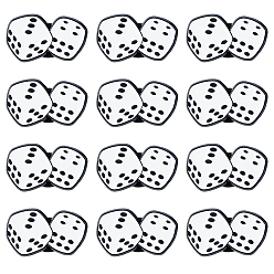 White 12Pcs Dice Enamel Pin, Black Painting Alloy Badge for Backpack Clothes, White, 14.5x25mm