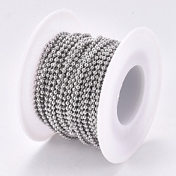Stainless Steel Color 304 Stainless Steel Ball Chains, with Spool, Stainless Steel Color, 2mm, about 32.8 Feet(10m)/roll
