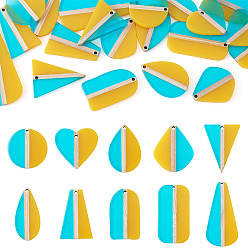 (52) Непрозрачная лаванда 20 шт. 10 стили подвески из прозрачной смолы и натурального дерева, разнообразные, два тона, разноцветные, 28~58.1x18~29.8x3.1~4 мм, отверстие : 2 мм, 2 шт / стиль