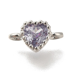 чертополох Стойка покрытие латунь кубический цирконий сердце звенья соединительные подвески, долговечный, без кадмия, без никеля и без свинца, серебряный цвет гальваническим, чертополох, 9x5x3.5 мм, отверстие : 1.2 мм