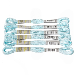 Небесно-голубой 6мотки полиэстеровые металлические вышивальные нитки, голубой, 0.8 мм, около 8.75 ярдов (8 м) / моток
