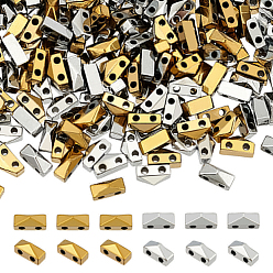 (52) Непрозрачная лаванда 2 нити 2 цвета гальванизированные синтетические немагнитные гематитовые бусины нити, 2-луночное, прямоугольные, разноцветные, 6x2.5x3 мм, отверстие : 1 мм, около 153~154 шт / нитка, 15.94 дюйм (40.5 см), 1 прядь / цвет