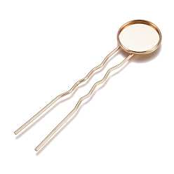 Light Gold Железная фурниутра для шпилек, с плоскими круглыми настроек латунь кабошон, долговечный, золотой свет, лоток : 18 мм, 82.5x20x3 мм