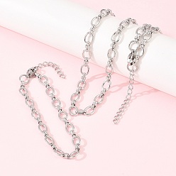 Нержавеющая Сталь Цвет 304 Наборы ювелирных украшений из цепочек и ожерелий из нержавеющей стали, с карабин-лобстерами , цвет нержавеющей стали, 570 мм