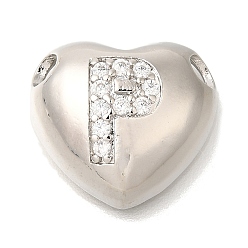 Letter P Стойка металлическая латунная микропрофилированная кубическая циркония подвески, без кадмия и без свинца, сердце с подвесками в виде буквы az, платина, Письмо P, 14.5x16x6 мм, отверстие : 3 мм