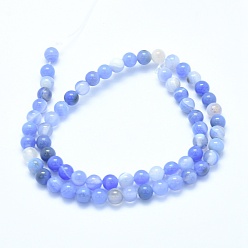 Chalcedony Natural Blue Chalcedony Beads Strands, Dyed, Round, 10mm, Hole: 1.2mm, about 38pcs/strand, 14.9 inch(38cm)