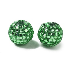 Морско-зеленый Акриловые стразы бусины, круглая с квадратным стразом, блестящие бусины для изготовления украшений своими руками, ручки и поделки из бисера, цвета морской волны, 20 мм, отверстие : 2 мм