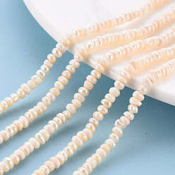 Античный Белый Нити из натурального культивированного пресноводного жемчуга, картофель, старинный белый, 4~5x4~5x2~3 мм, отверстие : 0.5 мм, около 135~136 шт / нитка, 14.17 ~14.37 дюйм (36~36.5 см)