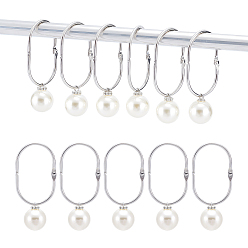 Платина 304 Кольца для душевой занавески из нержавеющей стали для ванной комнаты, легко скользящие ролики, металлические крючки для душа с подвесками из АБС-пластика с имитацией жемчуга, платина, 103 мм, 20 шт / комплект