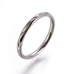 Stainless Steel Color 304 Stainless Steel Finger Rings, Stainless Steel Color, Size 7, 17.3mm