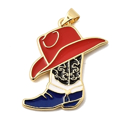 Красный Латунь эмаль подвески, брелоки для ботинок, без кадмия и без свинца, долговечный, стойки покрытие, реальный 18 k позолоченный, красные, 27x24x2 мм, отверстие : 5x3.5 мм