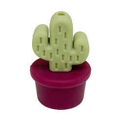 Dark Red Cactus Food Grade Eco-Friendly Silicone Focal Beads, Dark Red, 28.1x18.6mm