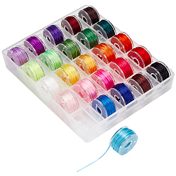 (52) Непрозрачная лаванда 25 рулоны 25 цвета плоские эластичные хрустальные нити, эластичная нить для бисера, для изготовления эластичного браслета, разноцветные, 1 мм, около 6.56 ярдов (6 м) / рулон, 1 рулон / цвет