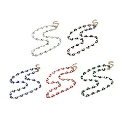 (52) Непрозрачная лаванда Колье-цепочка с эмалевыми звеньями «Луна и сглаз», PVD вакуумное покрытие золото 304 ожерелье из нержавеющей стали, разноцветные, 17.83 дюйм (45.3 см)