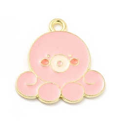 Осьминог Эмалевые подвески из сплава с морскими животными, золотой свет, образец осьминога, 21x20.5x1 мм, отверстие : 1.8 мм