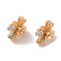 Золотой Латунные микропаве из прозрачного кубического циркония, без никеля , крестик, золотые, 9x9x4.5 мм, отверстие : 0.6 мм