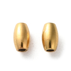 Настоящее золото 18K Ионное покрытие (ip) 304 шарики из нержавеющей стали, овальные, реальный 18 k позолоченный, 5x3 мм, отверстие : 1.2 мм