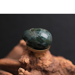 Мосс Агат Статуэтки из натурального мохового агата в форме яйца для украшения рабочего стола в домашнем офисе, 30x20 мм