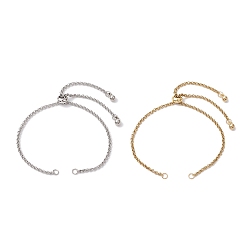 Золотой & Цвет Нержавеющей Стали 2 шт. 2 цвета 304 изготовление браслета-слайдера из нержавеющей стали, с латунными скользящими бусинами, золотые и нержавеющая сталь цвет, 10-1/4 дюйм (26 см), 1 шт / цвет