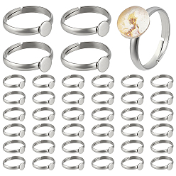 Нержавеющая Сталь Цвет 40шт. 304 настройки колец из нержавеющей стали, плоско-круглые, цвет нержавеющей стали, размер США 7 1/4 (17.5 мм), лоток : 6 мм