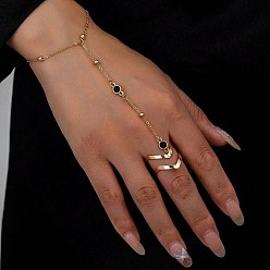 Золотой Простой стиль 304 браслеты из нержавеющей стали с синтетической бирюзой для женщин, золотые, 6-1/4 дюйм (16 см)