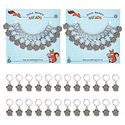 Античное Серебро Маркеры петель с замком с принтом в виде лапы из сплава, 304 маркер с застежкой из нержавеющей стали, античное серебро, 3.1 см, 12 шт / комплект