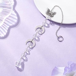 Платиновый & Цвет Нержавейки Стекло каплевидное окно висит ловцы солнца, подвески-бабочки из нержавеющей стали и латуни для декора на открытом воздухе и в саду, платины и нержавеющая сталь цвет, 272 мм