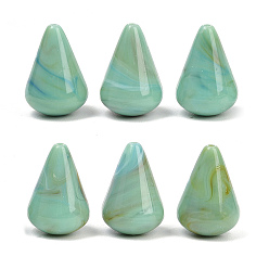 Средний Аквамарин Двухцветные непрозрачные акриловые бусины, имитирующие драгоценные камни, слеза, средний аквамарин, 31.5x21.5 мм, отверстие : 2 мм, Около 74 шт / 500 г