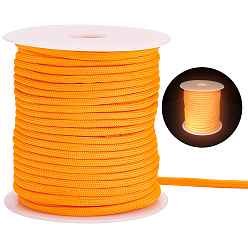 Dark Orange 30M Luminous Glow in the Dark Polyester Cord, with Plastic Spools, Round, Dark Orange, 4mm