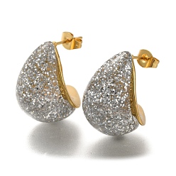 Серебро Ионное покрытие (ip) 304 серьги-гвоздики из нержавеющей стали в форме капли, cmолой, золотые, серебряные, 20.5x15 мм