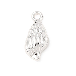 Shell Shape Латунные подвески, стойки покрытие, долговечный, без свинца и без кадмия, серебряные, форма раковины, 19x9x4.5 мм, отверстие : 1.8 мм