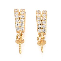 Золотой 925 серебряный микропроходный кубический цирконий подвесные поручни, шапка из бисера, золотые, 15.5~16x4x4 мм, отверстие : 6.5x2 мм, штифты : 0.7 мм