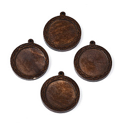 Седло Коричневый Оправы для кабошонов из резного дерева скима, плоско-круглые, окрашенные, седло коричневый, 43.5x39.5~40x4.5~5 мм, отверстие : 2~2.2 мм, Размер лотка: 30~30.5 мм