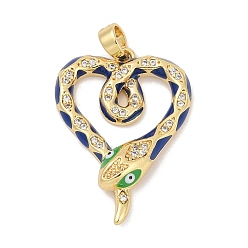 Сердце Латунные микро проложить кубического циркония подвески, с эмалью, сердце, 26x19.5x5 мм, отверстие : 4.5x3.5 мм