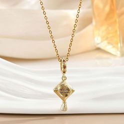 Золотой Школьная латунная подвеска в виде выпускной шапки с микропаве из прозрачного кубического циркония, золотые, 17.72 дюйм (45 см), удлинитель 50мм, Кулон : 32 мм