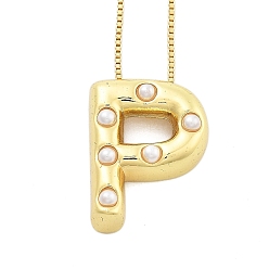 Letter P Женские ожерелья с подвеской в виде буквы из латуни и пластика в виде жемчуга, реальный 18 k позолоченный, Письмо P, 17.64 дюйм (44.8 см)